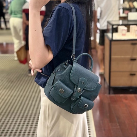 NWT!Coach Hadley Backpack(COACH CBH09)Gunmetal/Dark Teal Green FAST SHIPPING - Picture 6 of 9